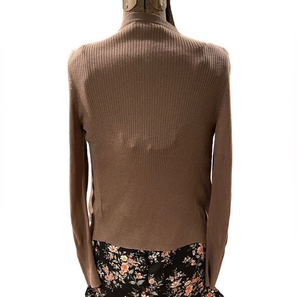 Banana Republic Brown Loose Ruffle Open Draped Cardigan size Medium - Picture 3 of 9